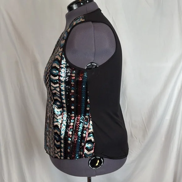 Women's Rue 21 Rue+ Black Sequin Patterned Tank Top Size 1X Like-New Condition - Picture 7 of 9